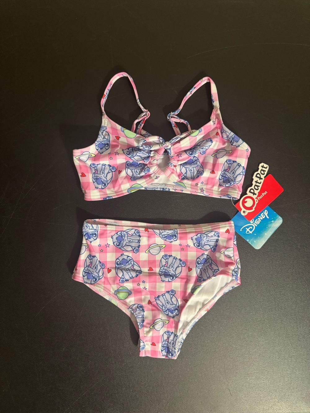 Disney PatPat Lilo & Stitch Pink, White & Blue Girl’s 4Y-5Y Bikini Set. New.
